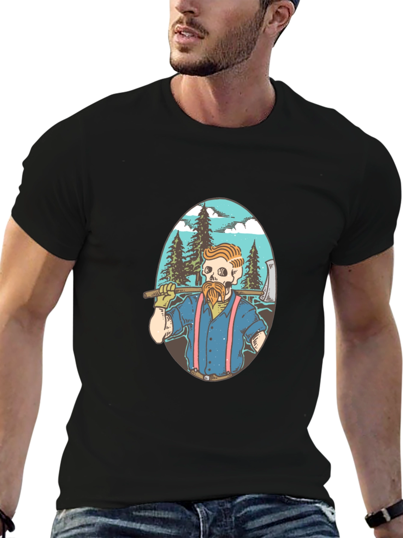 Lumberjack Skeleton Graphic T-Shirt