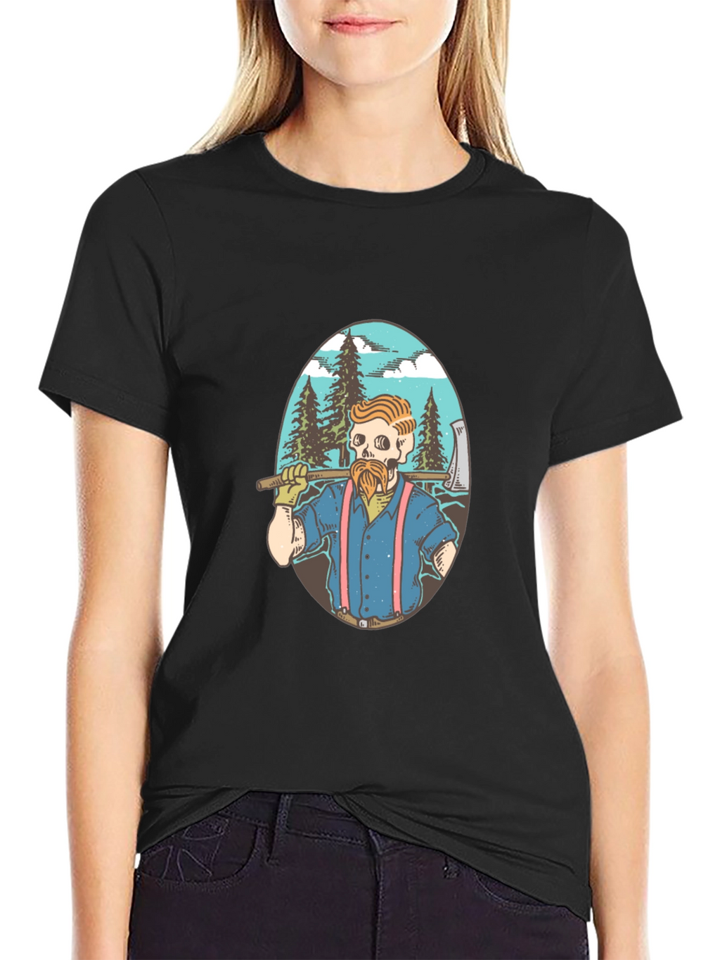 Lumberjack Skeleton Graphic T-Shirt