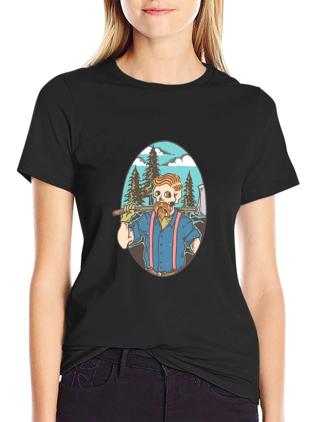 Lumberjack Skeleton Graphic T-Shirt