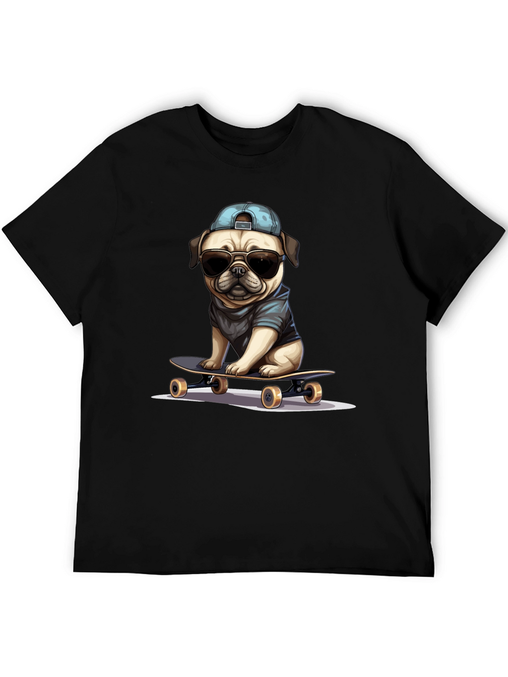 Skateboarding Pug T-Shirt – Cool Dog Streetwear Graphic Tee