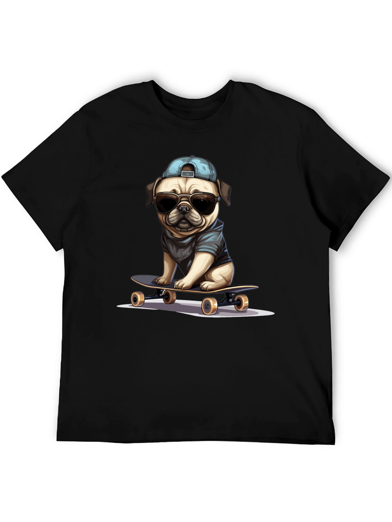 Skateboarding Pug T-Shirt – Cool Dog Streetwear Graphic Tee