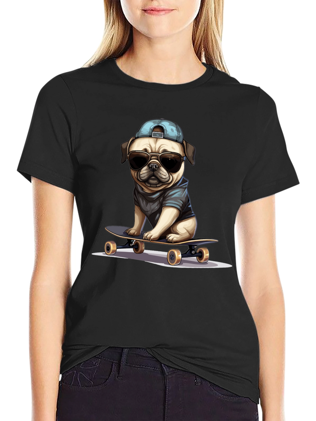 Skateboarding Pug T-Shirt – Cool Dog Streetwear Graphic Tee