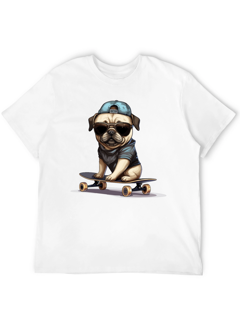 Skateboarding Pug T-Shirt – Cool Dog Streetwear Graphic Tee