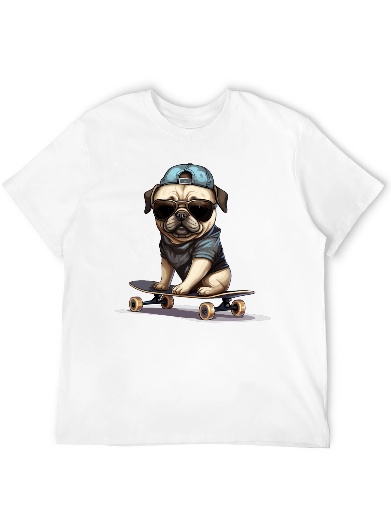 Skateboarding Pug T-Shirt – Cool Dog Streetwear Graphic Tee