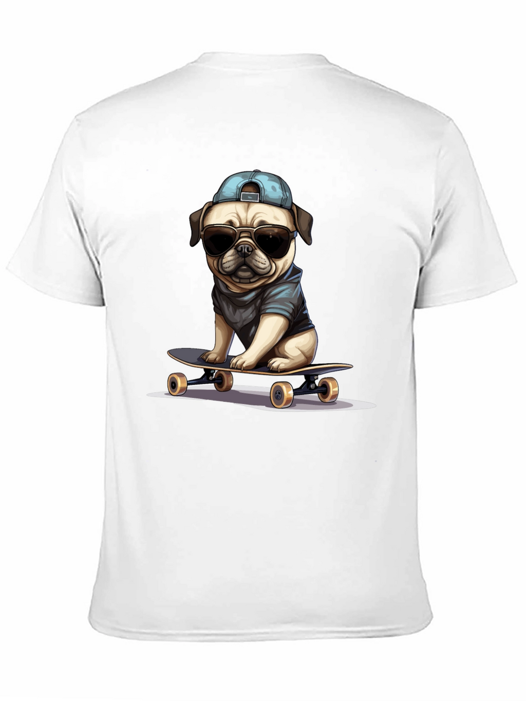 Skateboarding Pug T-Shirt – Cool Dog Streetwear Graphic Tee