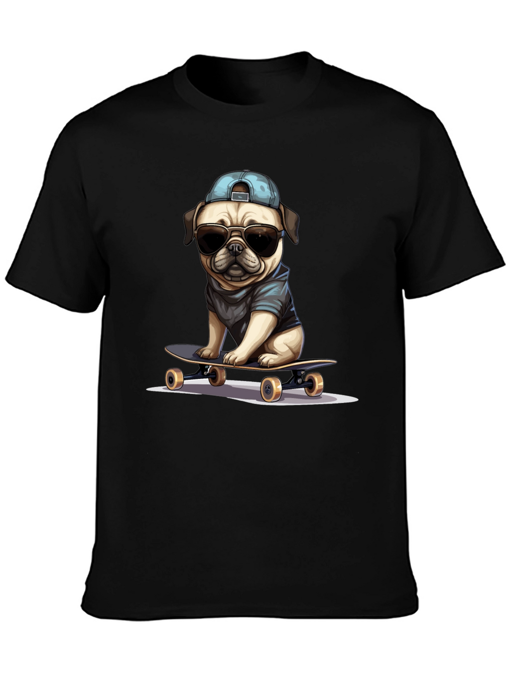 Skateboarding Pug T-Shirt – Cool Dog Streetwear Graphic Tee