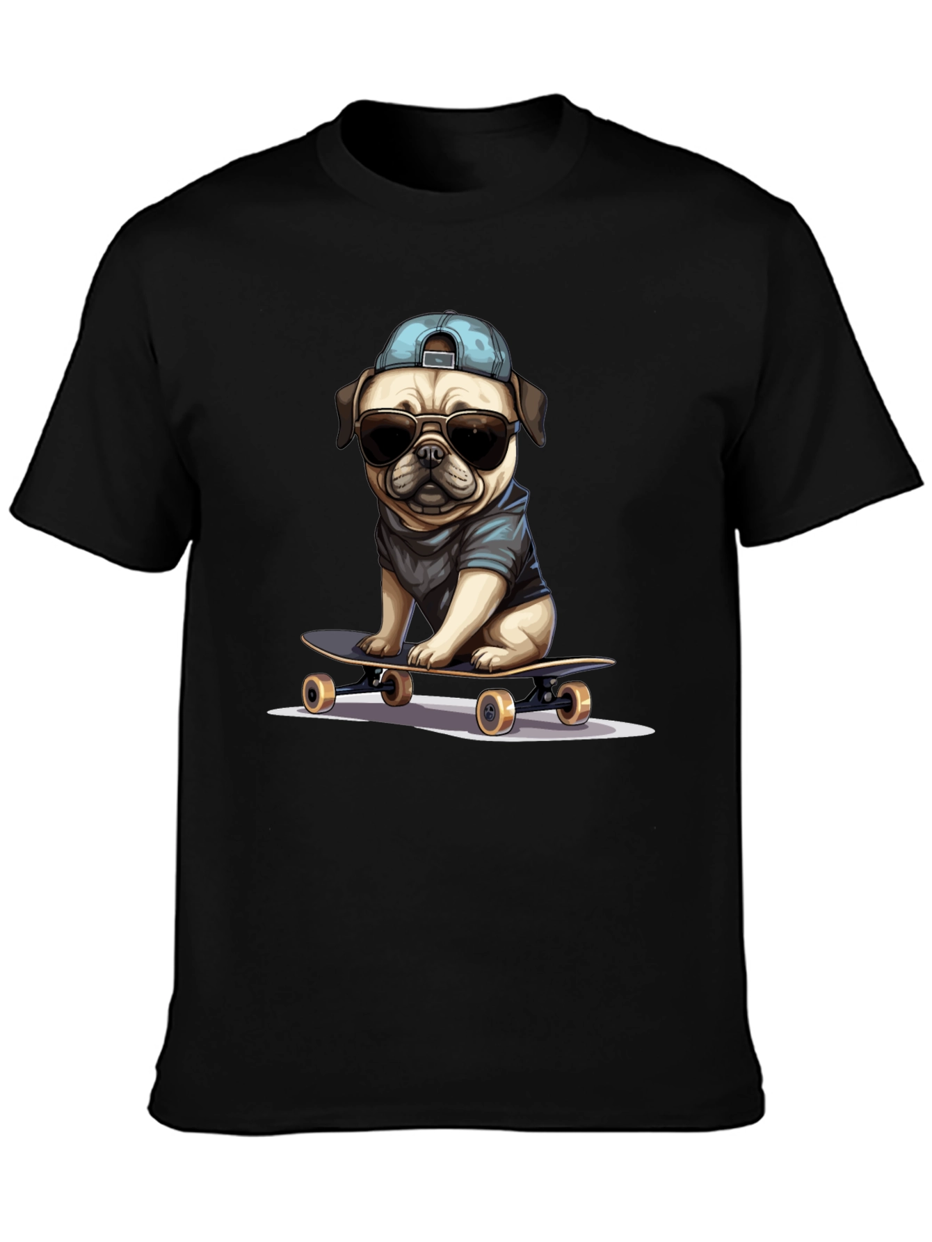Skateboarding Pug T-Shirt – Cool Dog Streetwear Graphic Tee
