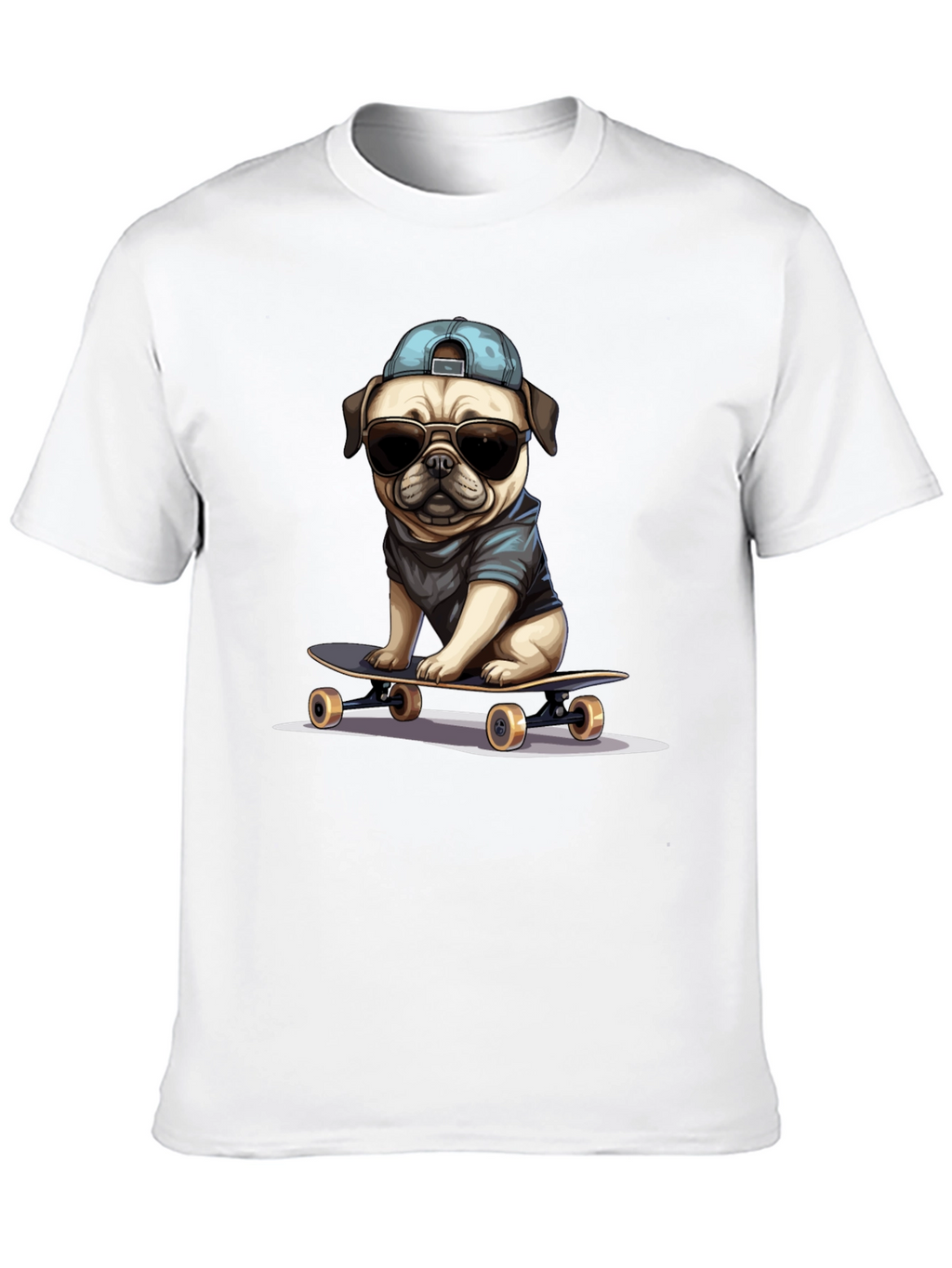 Skateboarding Pug T-Shirt – Cool Dog Streetwear Graphic Tee