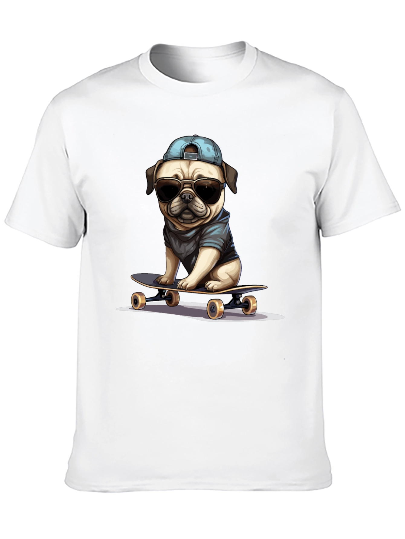 Skateboarding Pug T-Shirt – Cool Dog Streetwear Graphic Tee