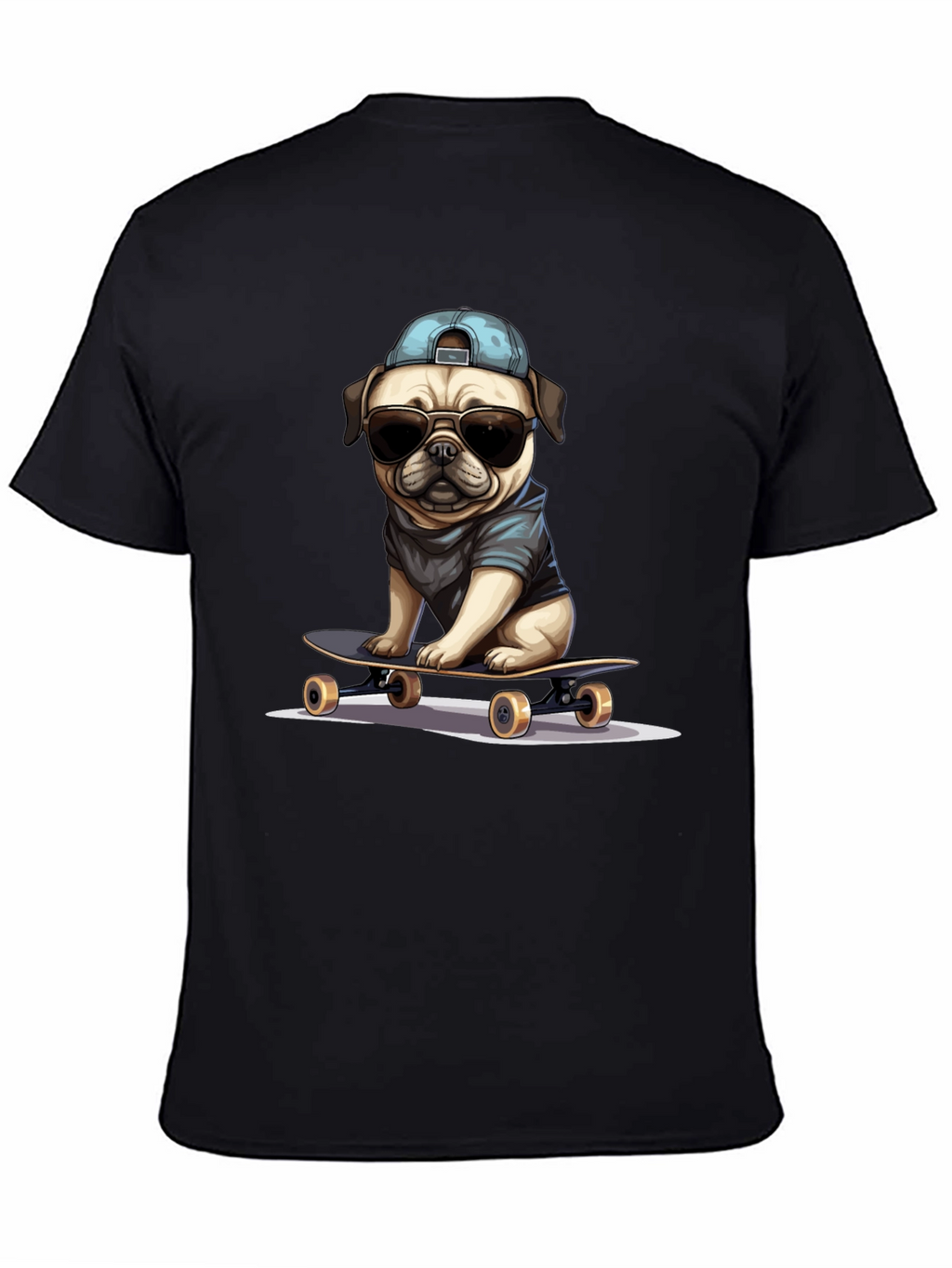 Skateboarding Pug T-Shirt – Cool Dog Streetwear Graphic Tee