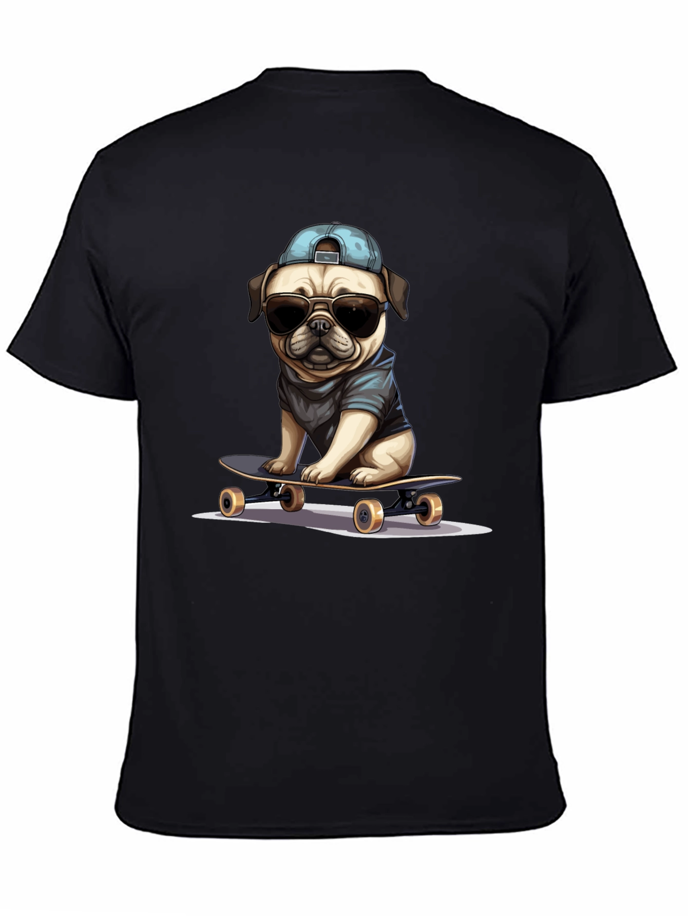 Skateboarding Pug T-Shirt – Cool Dog Streetwear Graphic Tee