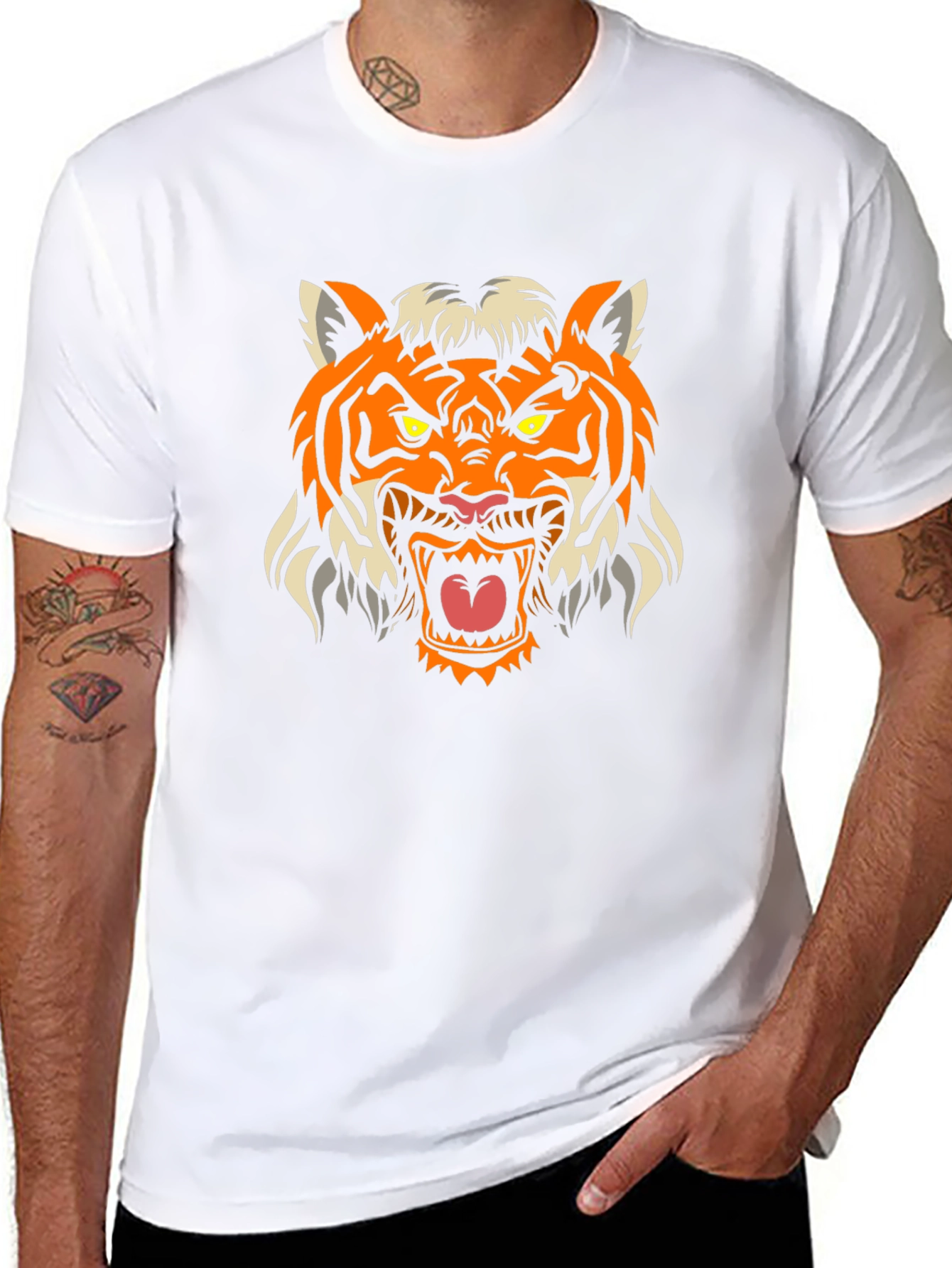 Mens Black Tiger Graphic Tee