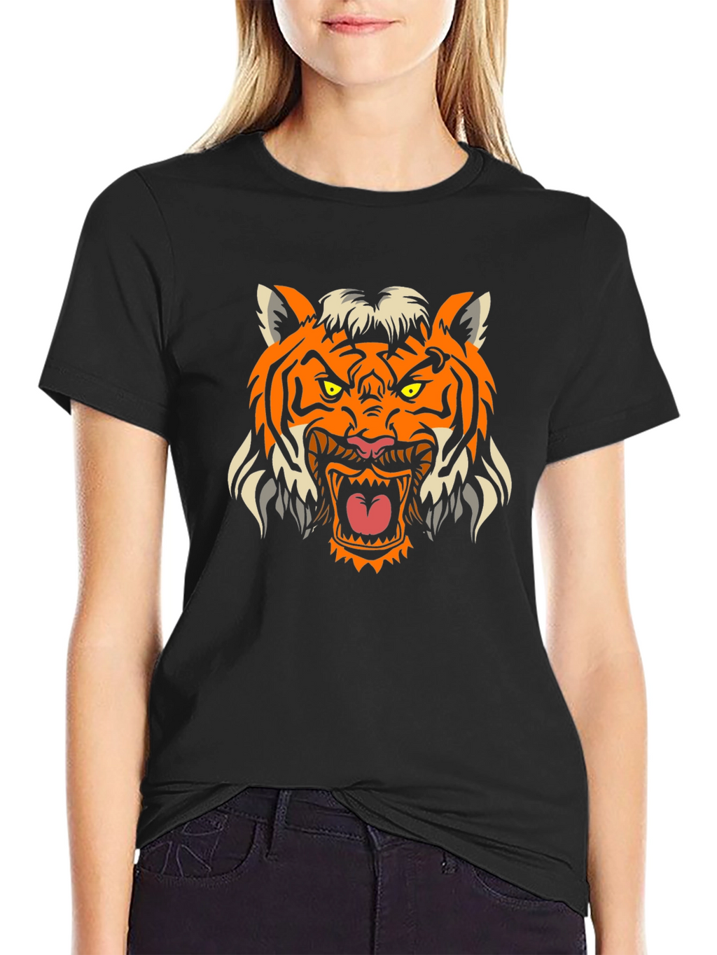 Mens Black Tiger Graphic Tee