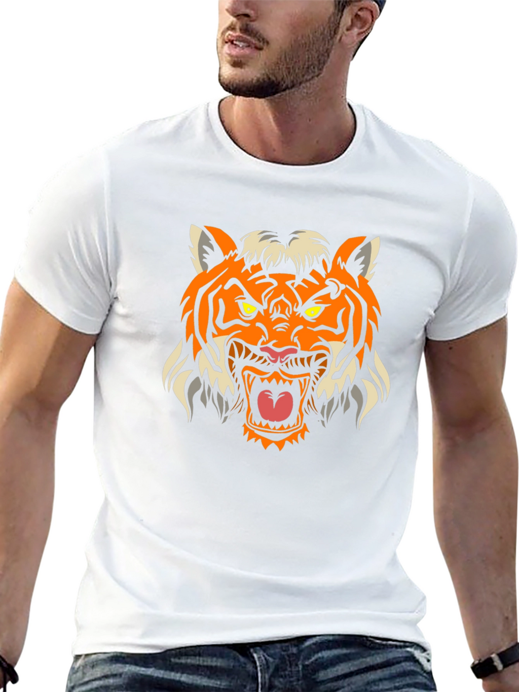 Mens Black Tiger Graphic Tee