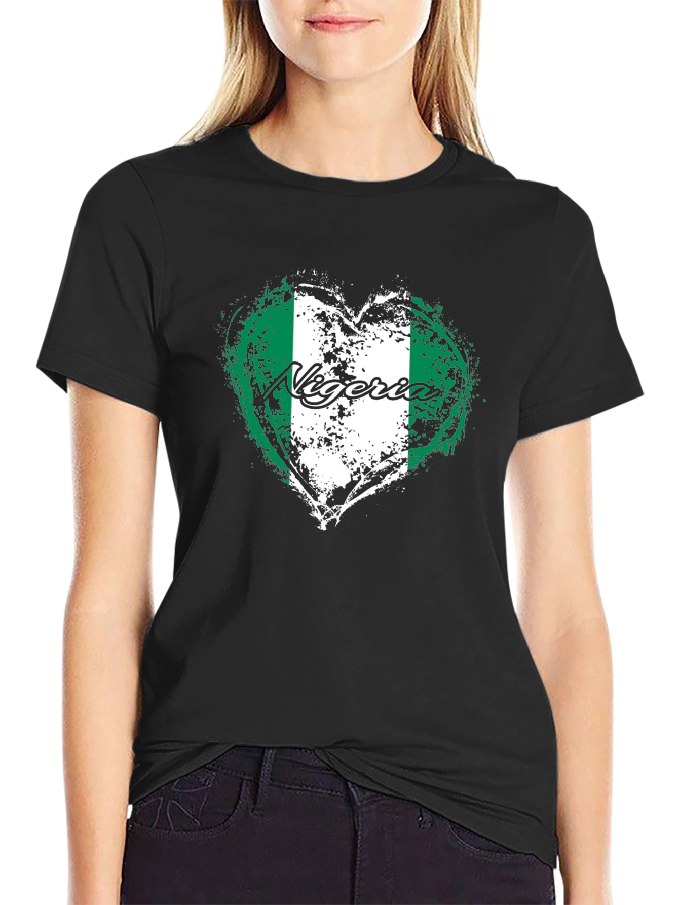 Nigeria Flag Heart T-Shirt - Show Your Pride!
