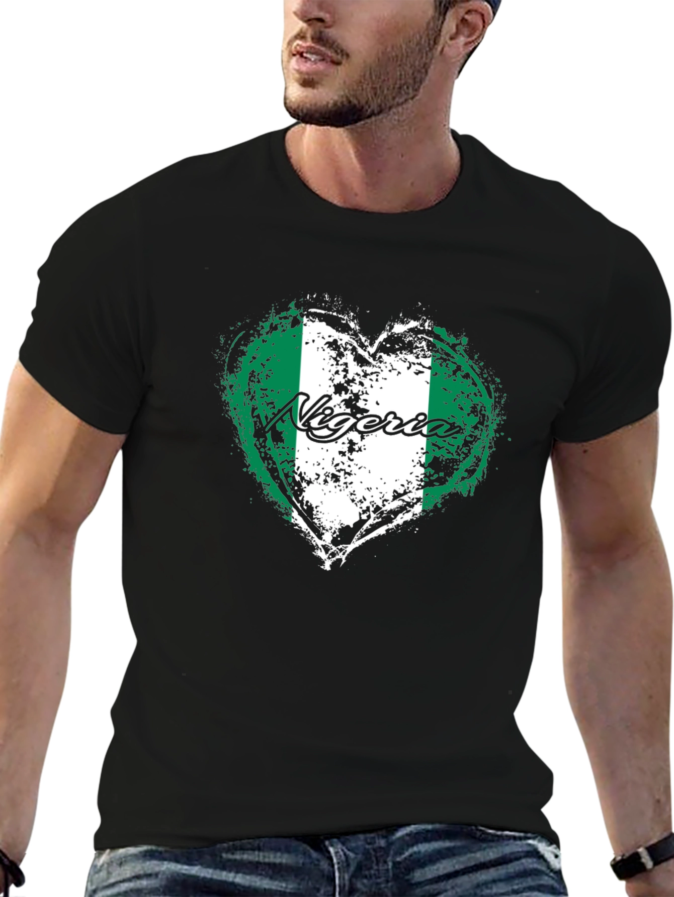 Nigeria Flag Heart T-Shirt - Show Your Pride!