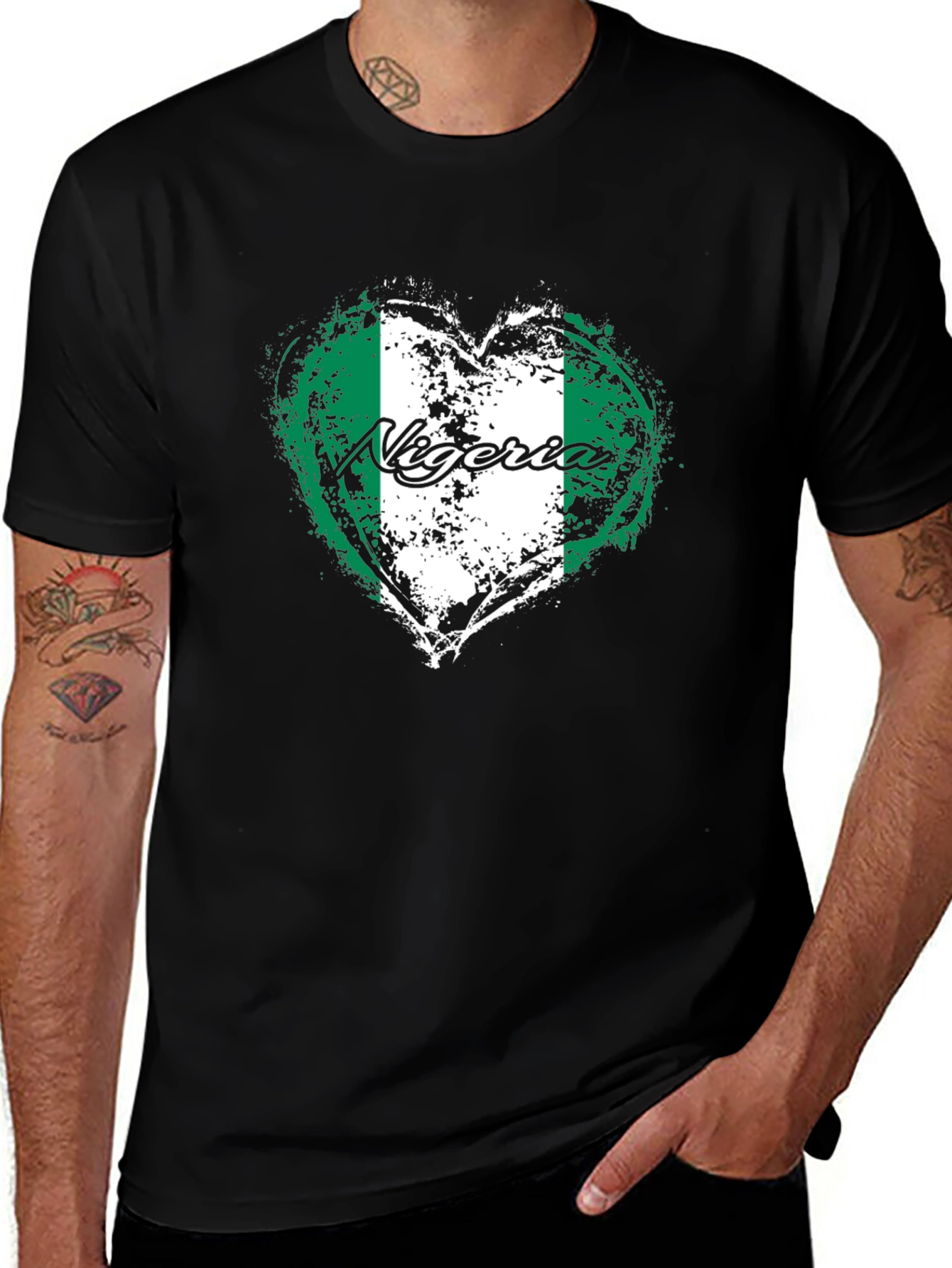 Nigeria Flag Heart T-Shirt - Show Your Pride!