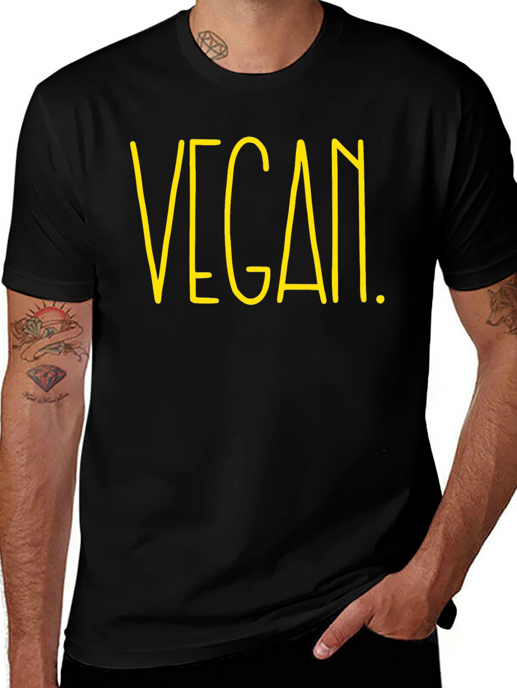 Vegan Graphic Tee - Black Cotton T-Shirt
