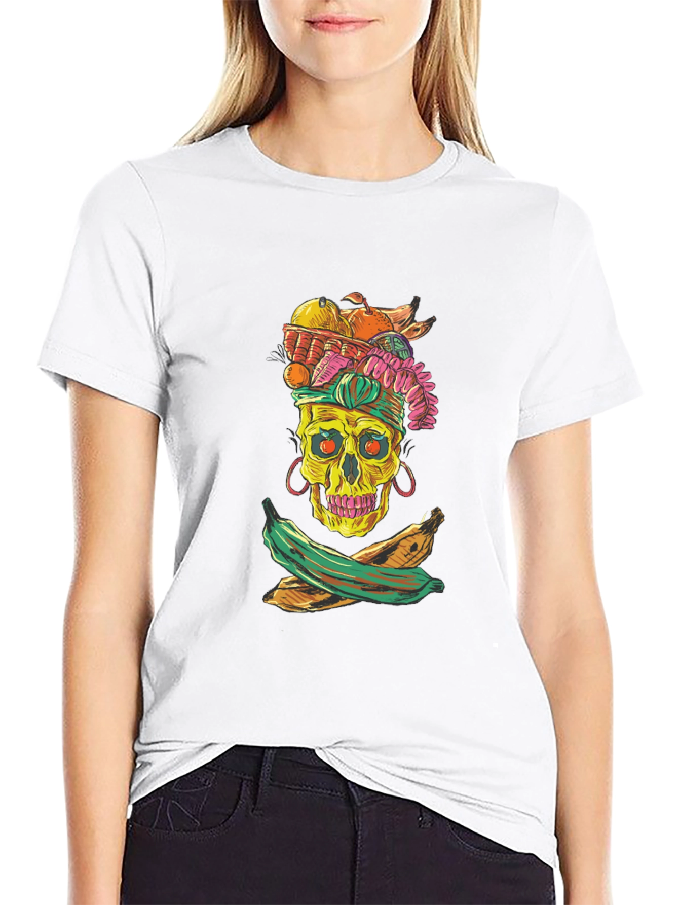 Skull & Fruit Graphic T-Shirt - Unique Design