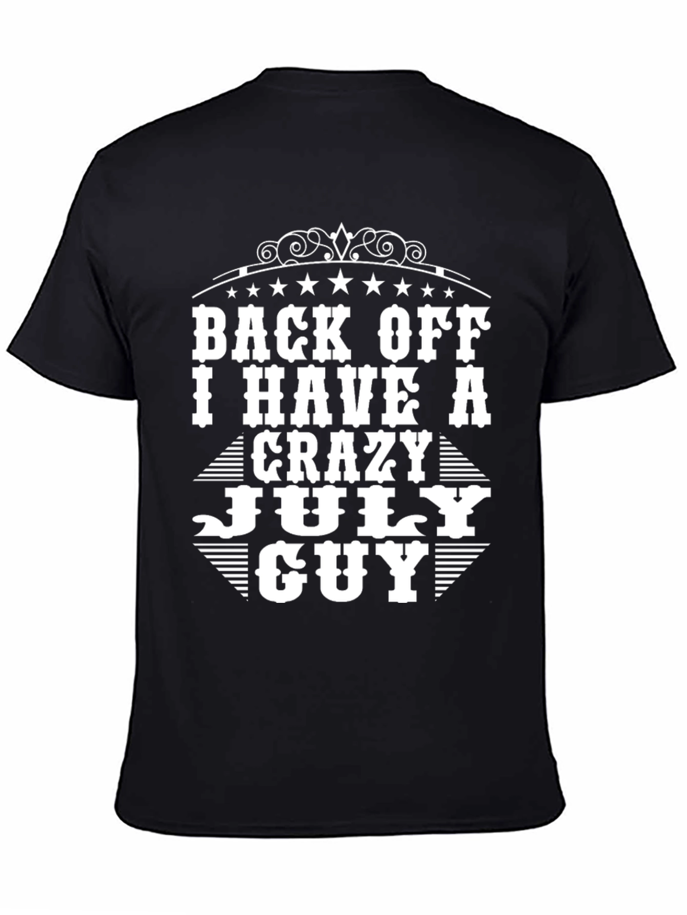 Crazy July Guy Black Graphic Tee