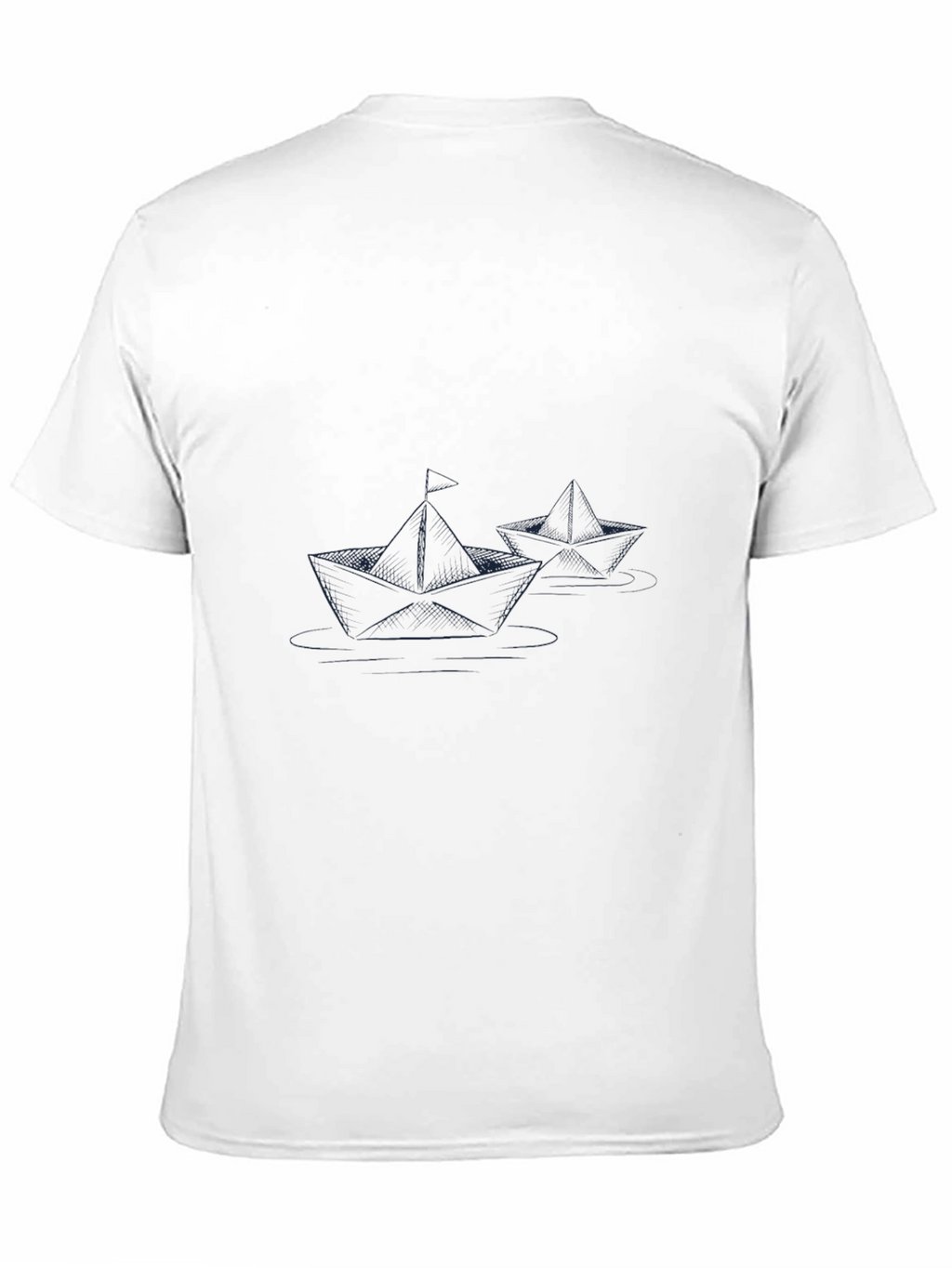 Black T-Shirt with Paper Boat Design
