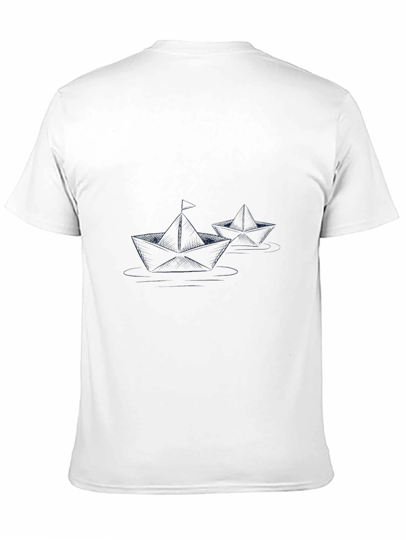 Black T-Shirt with Paper Boat Design