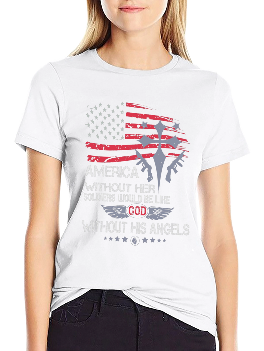 America Soldier God Angels Graphic T-Shirt