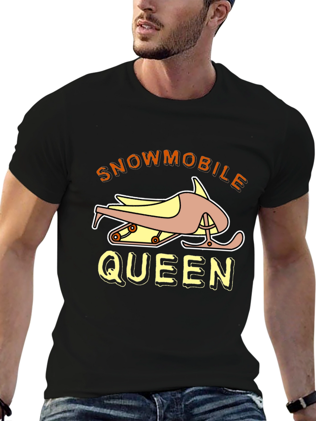 Snowmobile Queen Black Graphic Tee Shirt