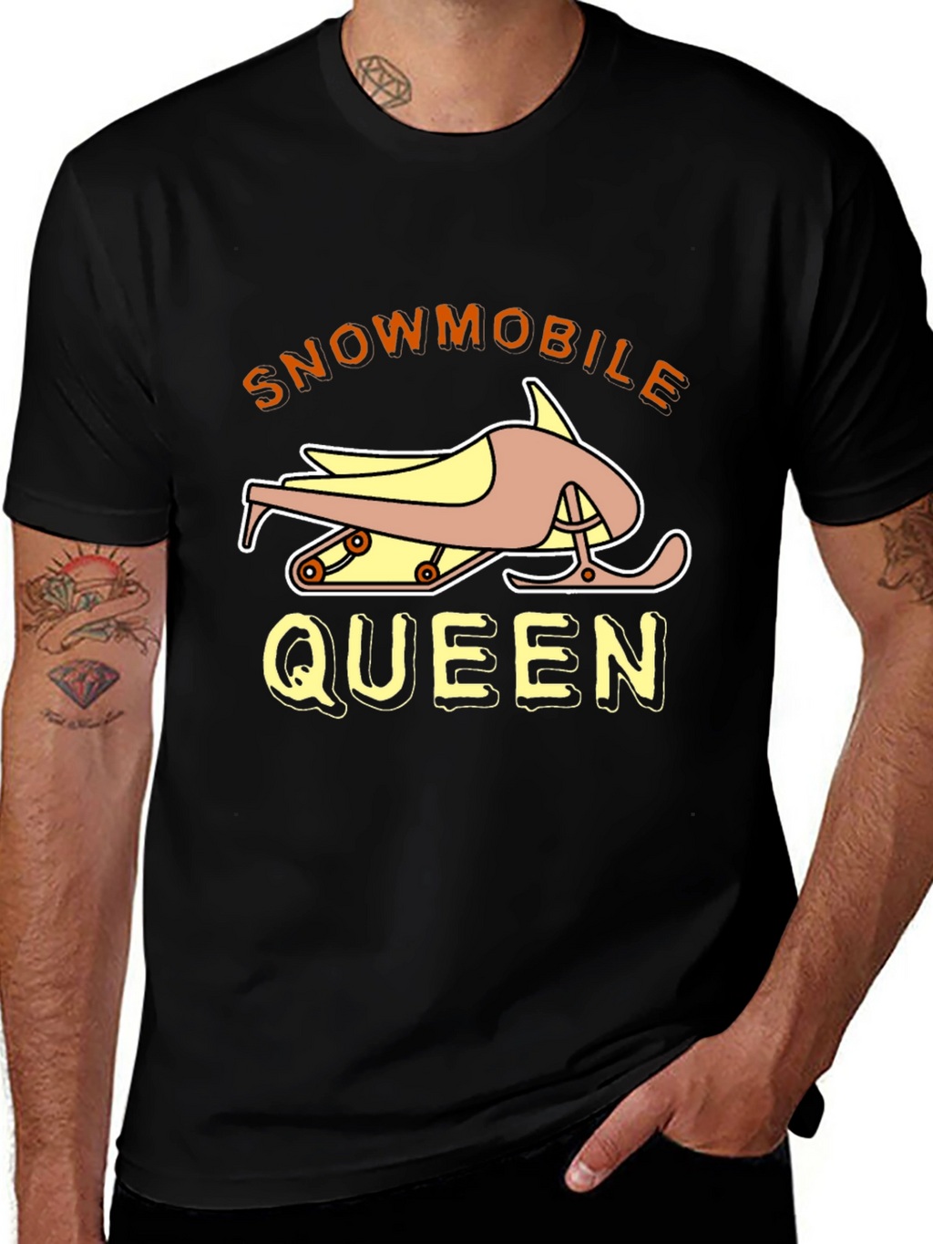 Snowmobile Queen Black Graphic Tee Shirt