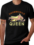 Snowmobile Queen Black Graphic Tee Shirt