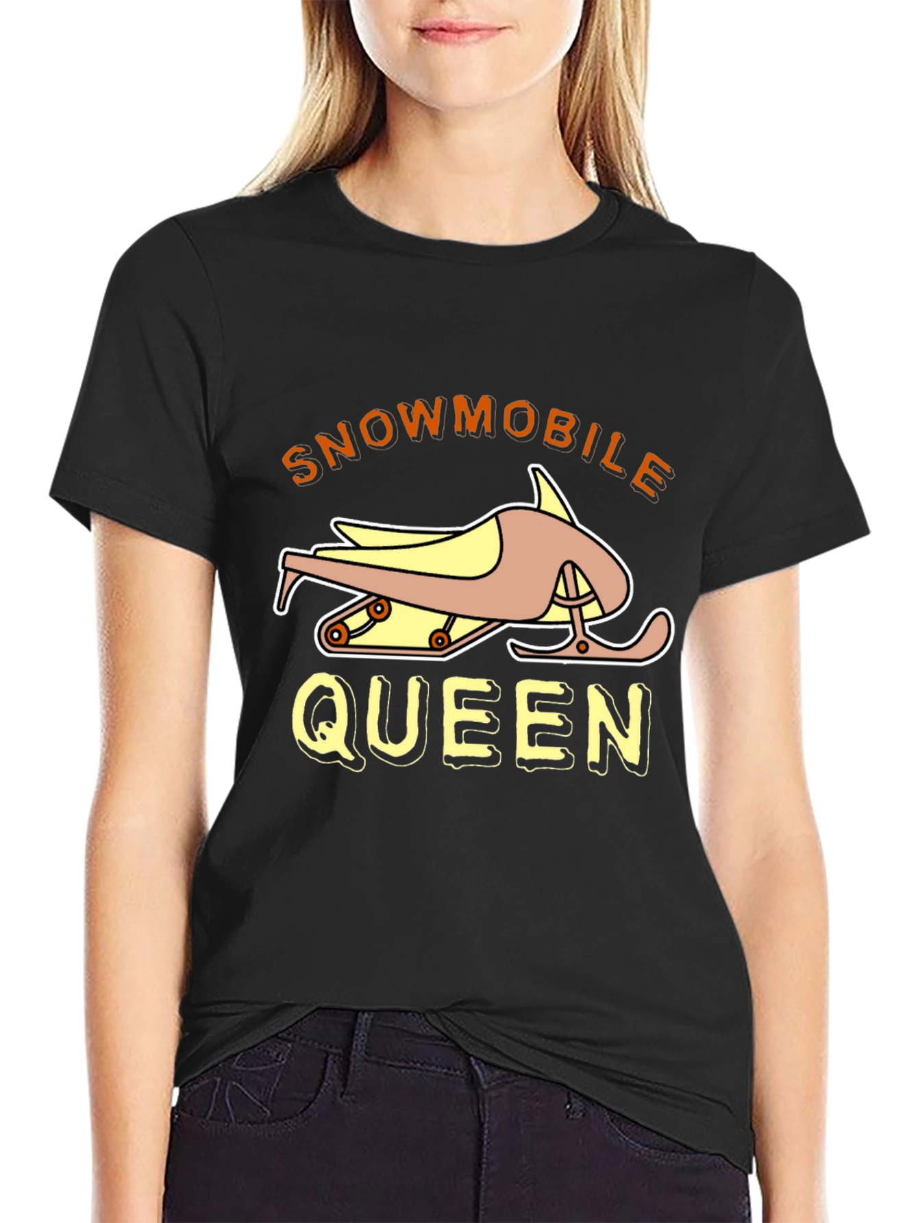 Snowmobile Queen Black Graphic Tee Shirt