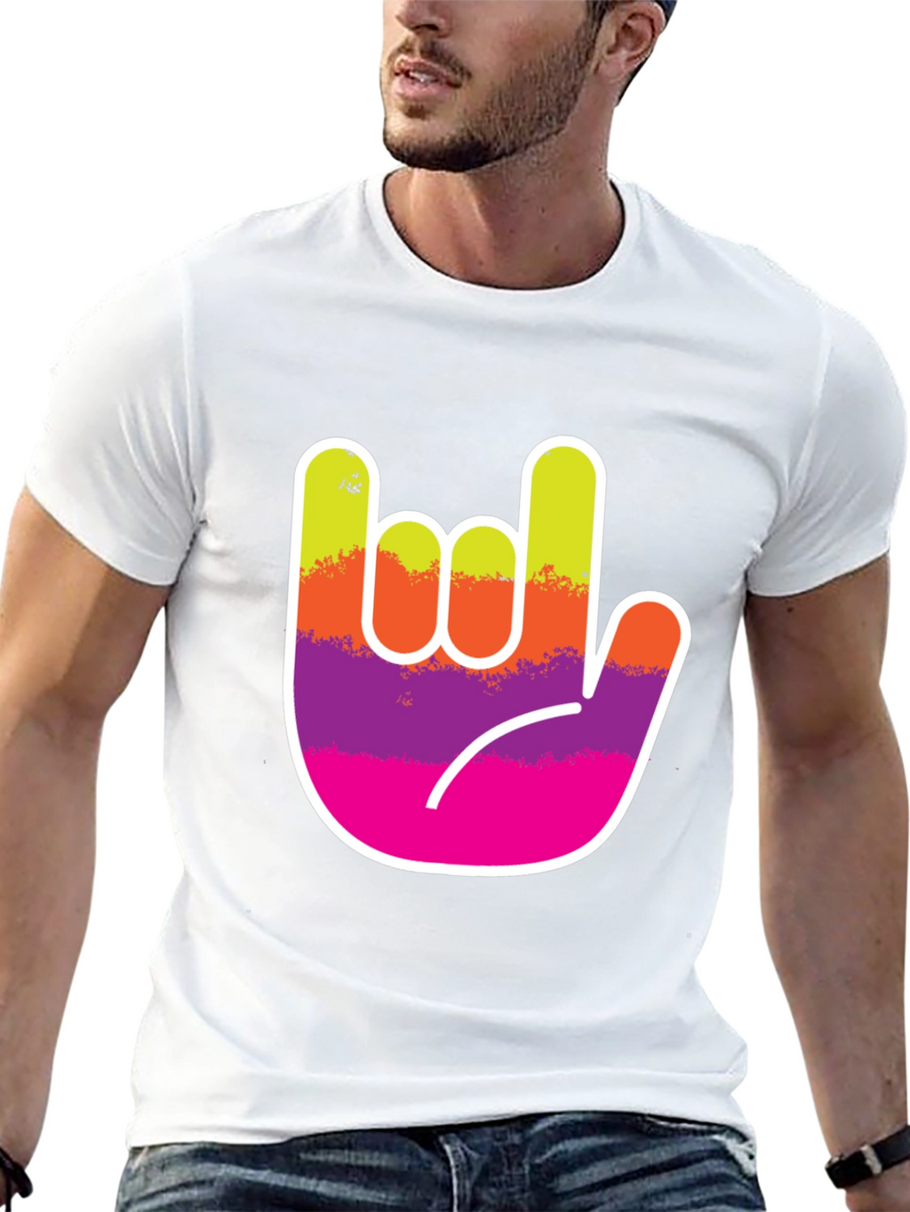 Rock On Hand Graphic Tee - Black