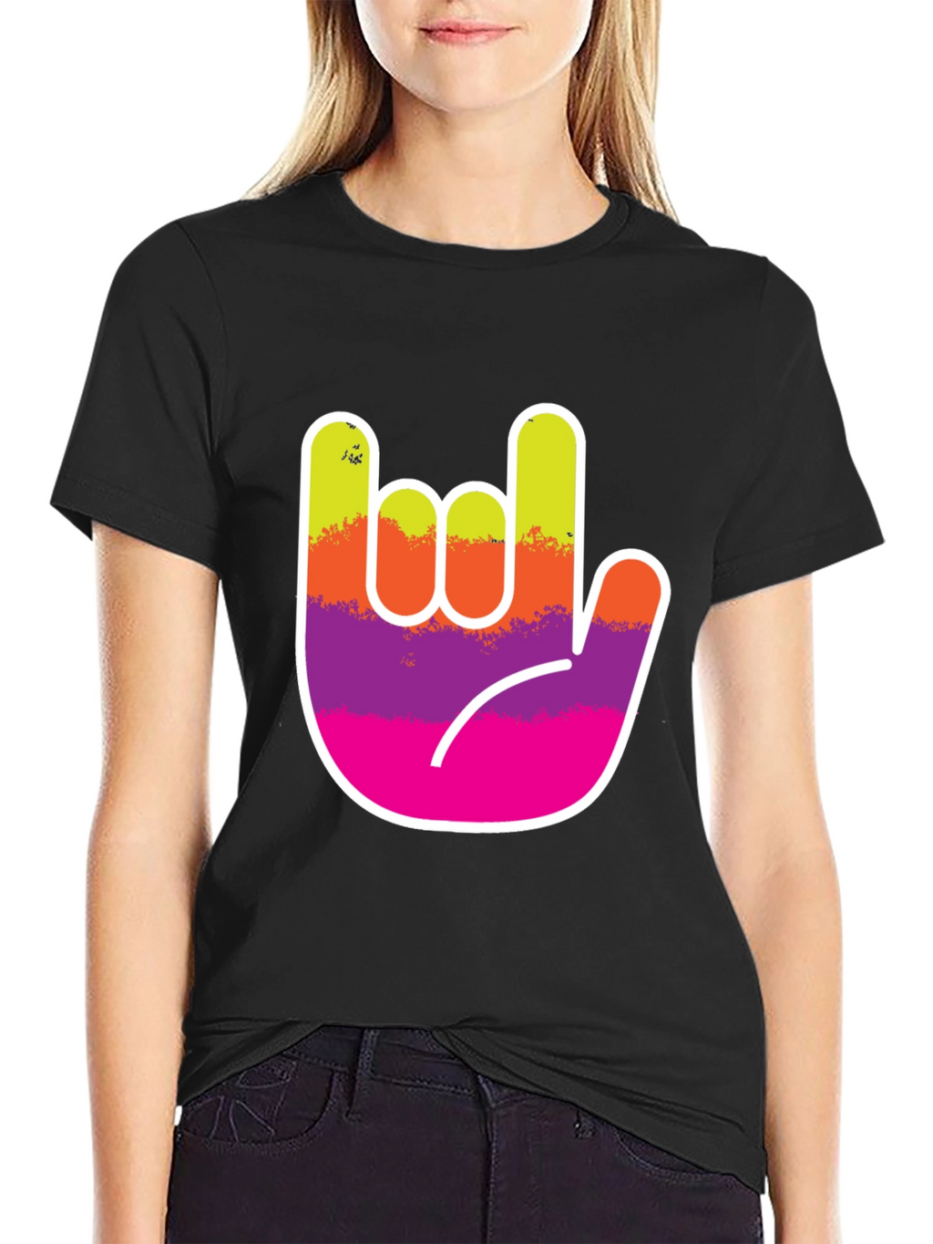 Rock On Hand Graphic Tee - Black