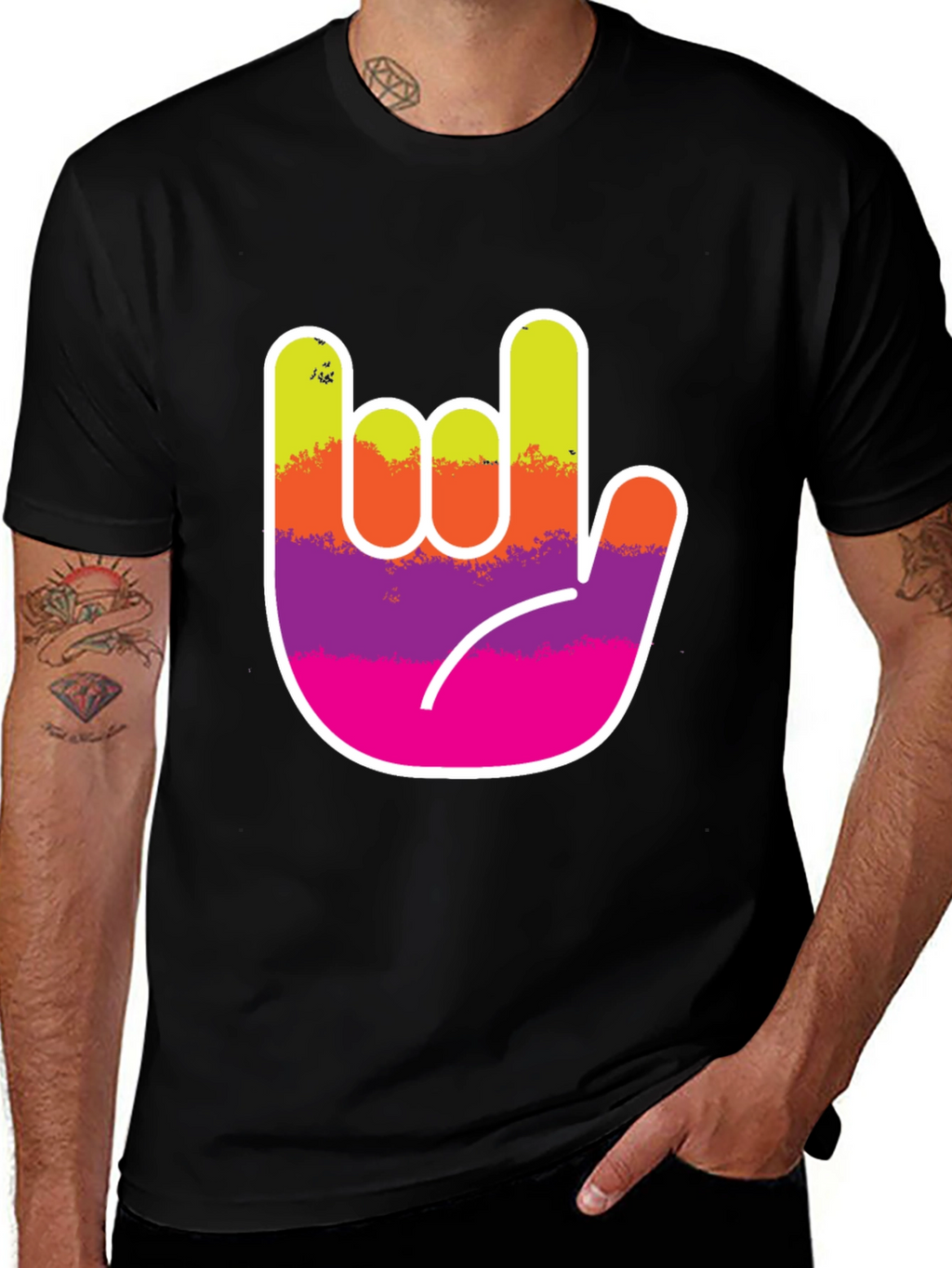 Rock On Hand Graphic Tee - Black