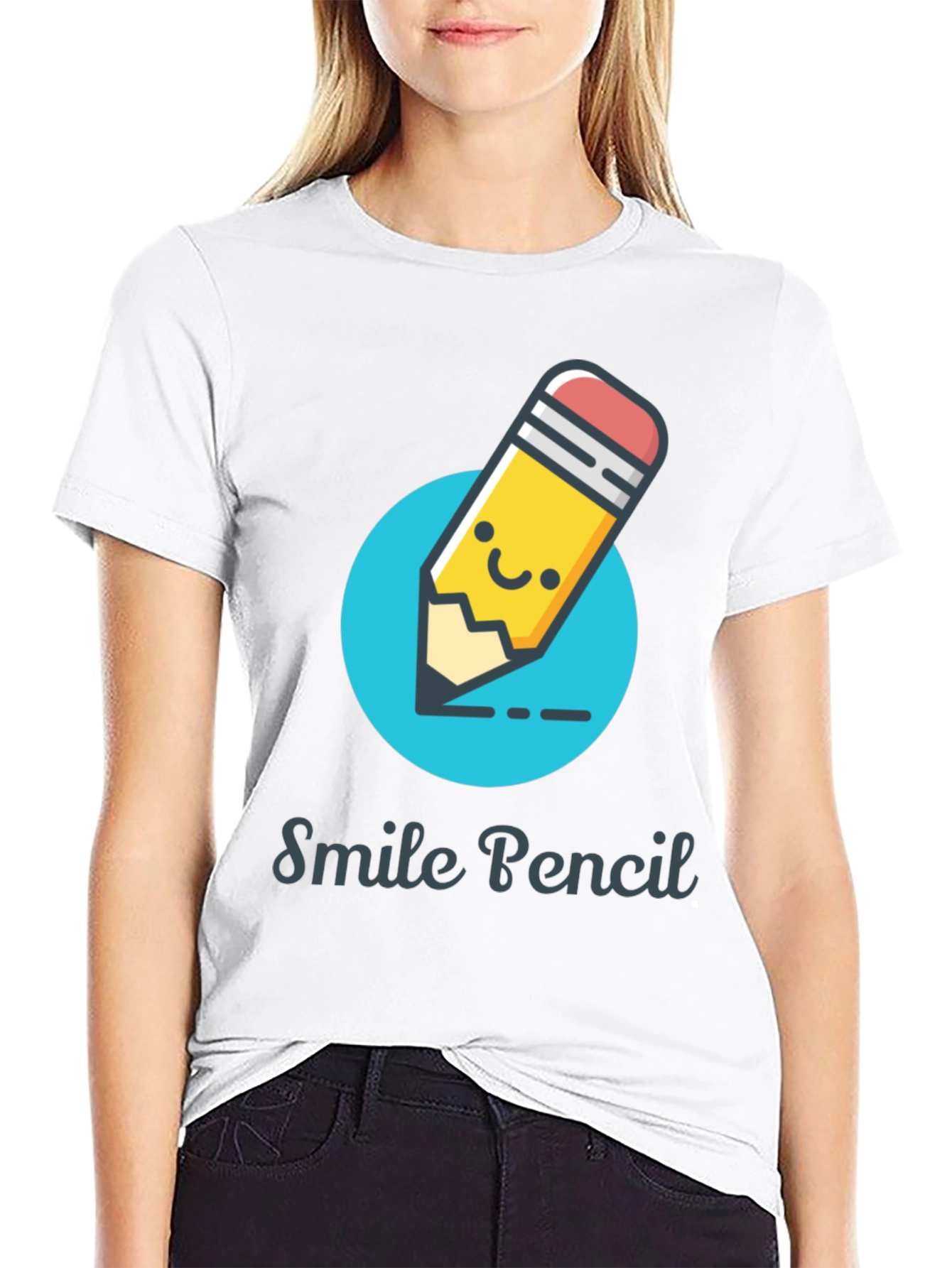 Smile Pencil Graphic Tee -  Unique Design