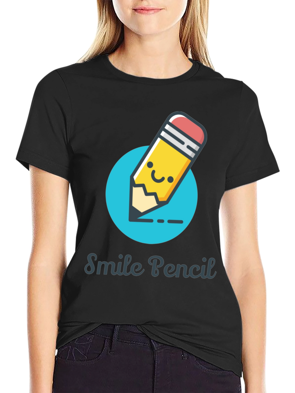Smile Pencil Graphic Tee -  Unique Design