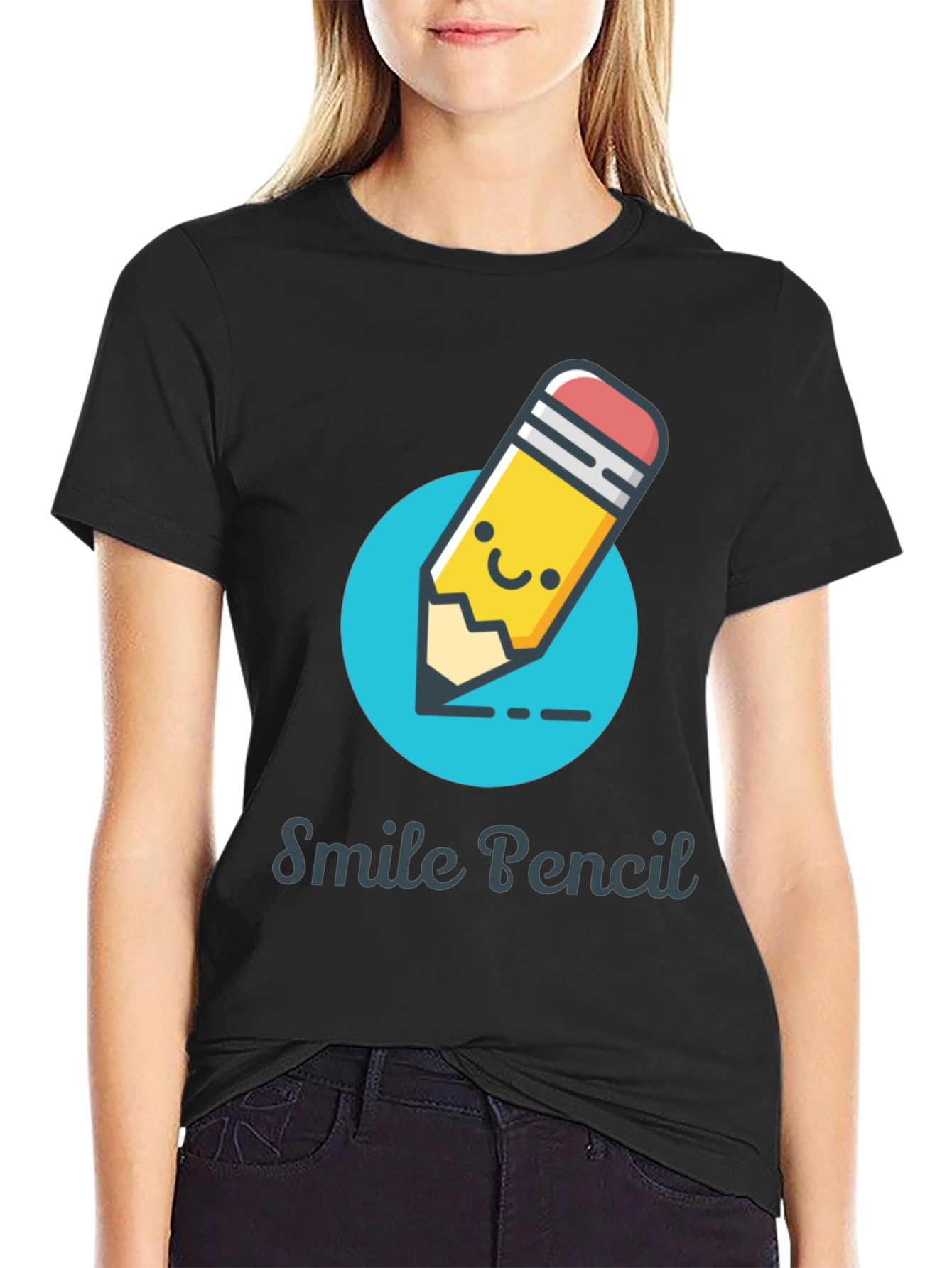 Smile Pencil Graphic Tee -  Unique Design