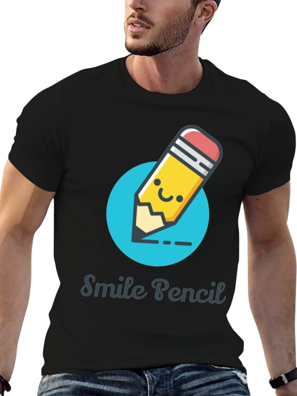Smile Pencil Graphic Tee -  Unique Design