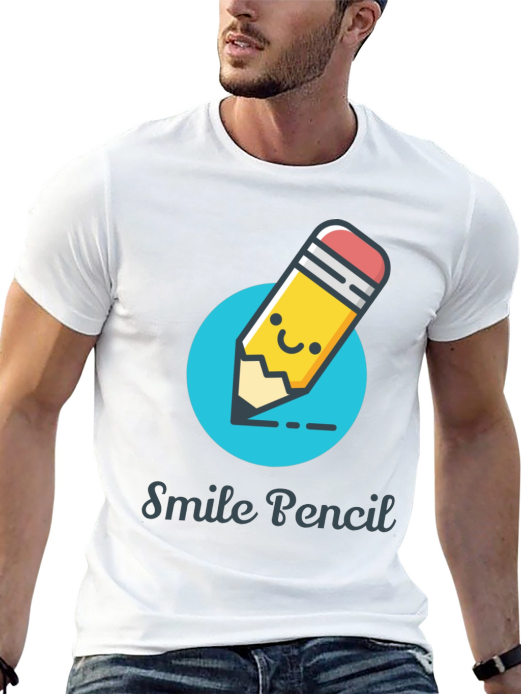 Smile Pencil Graphic Tee -  Unique Design