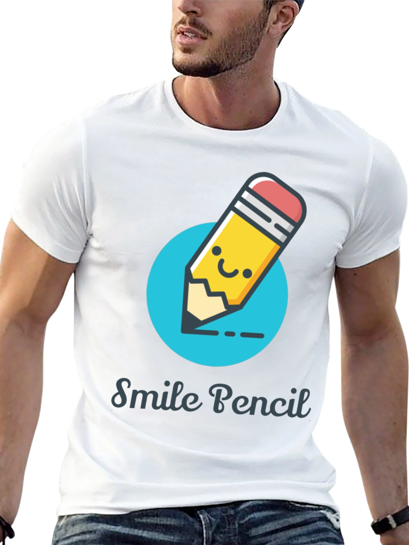 Smile Pencil Graphic Tee -  Unique Design