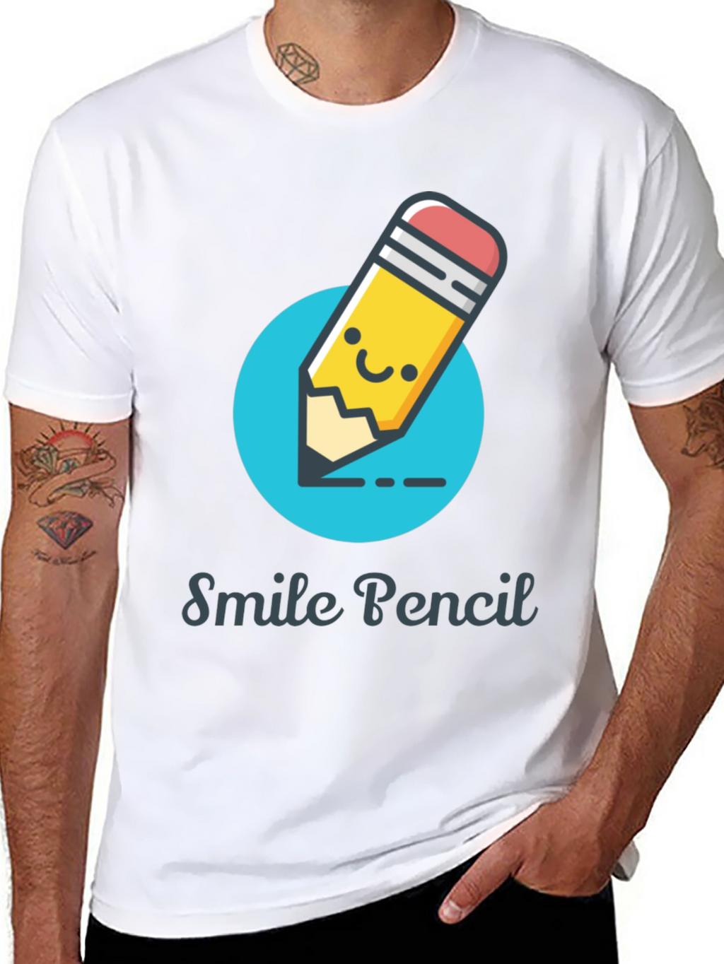 Smile Pencil Graphic Tee -  Unique Design