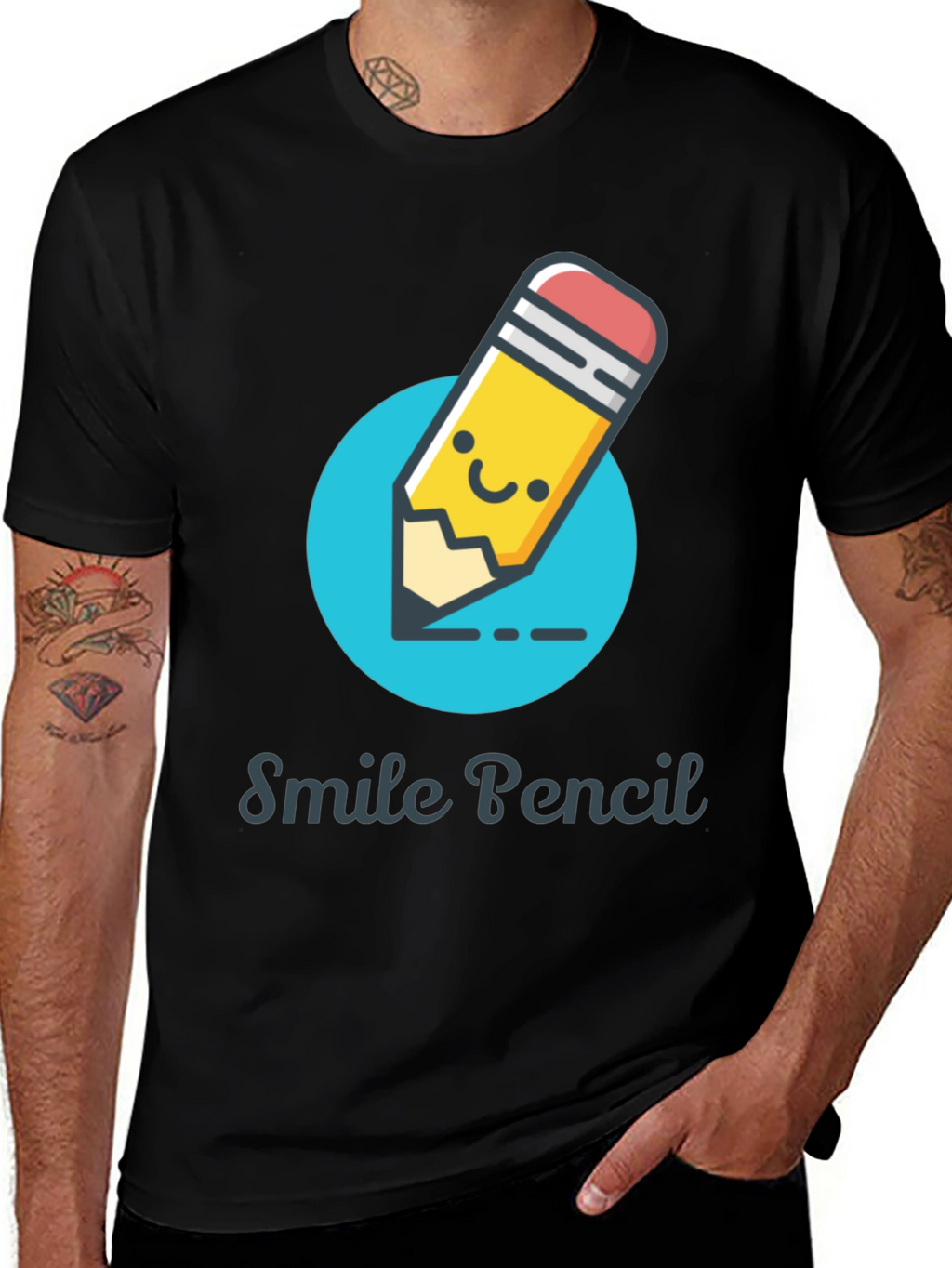 Smile Pencil Graphic Tee -  Unique Design
