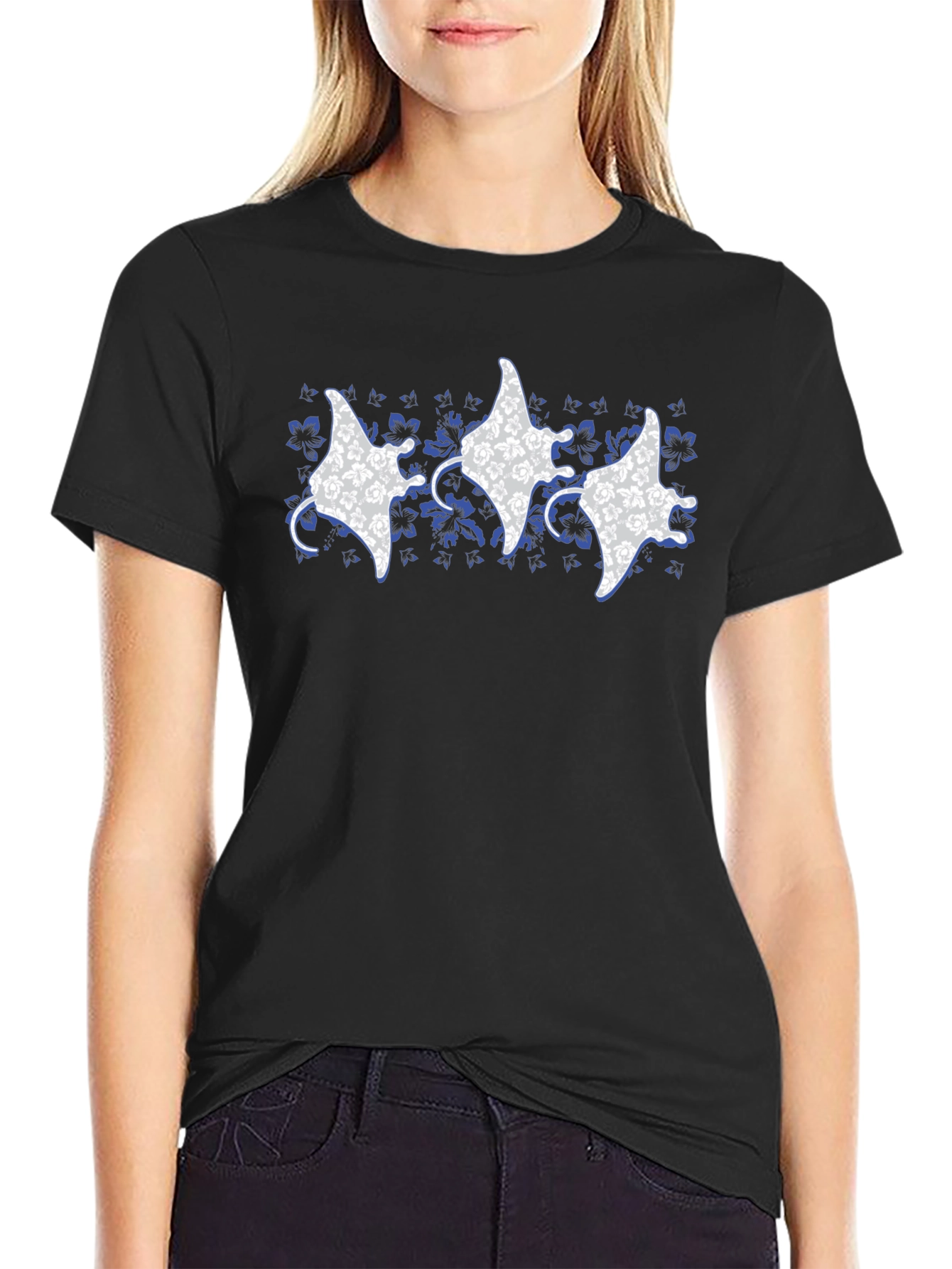 Floral Manta Ray Graphic Tee