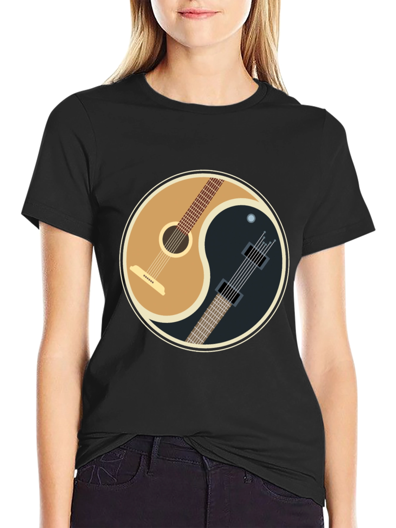 Yin Yang Guitars T-Shirt - Harmony of Acoustic & Electric