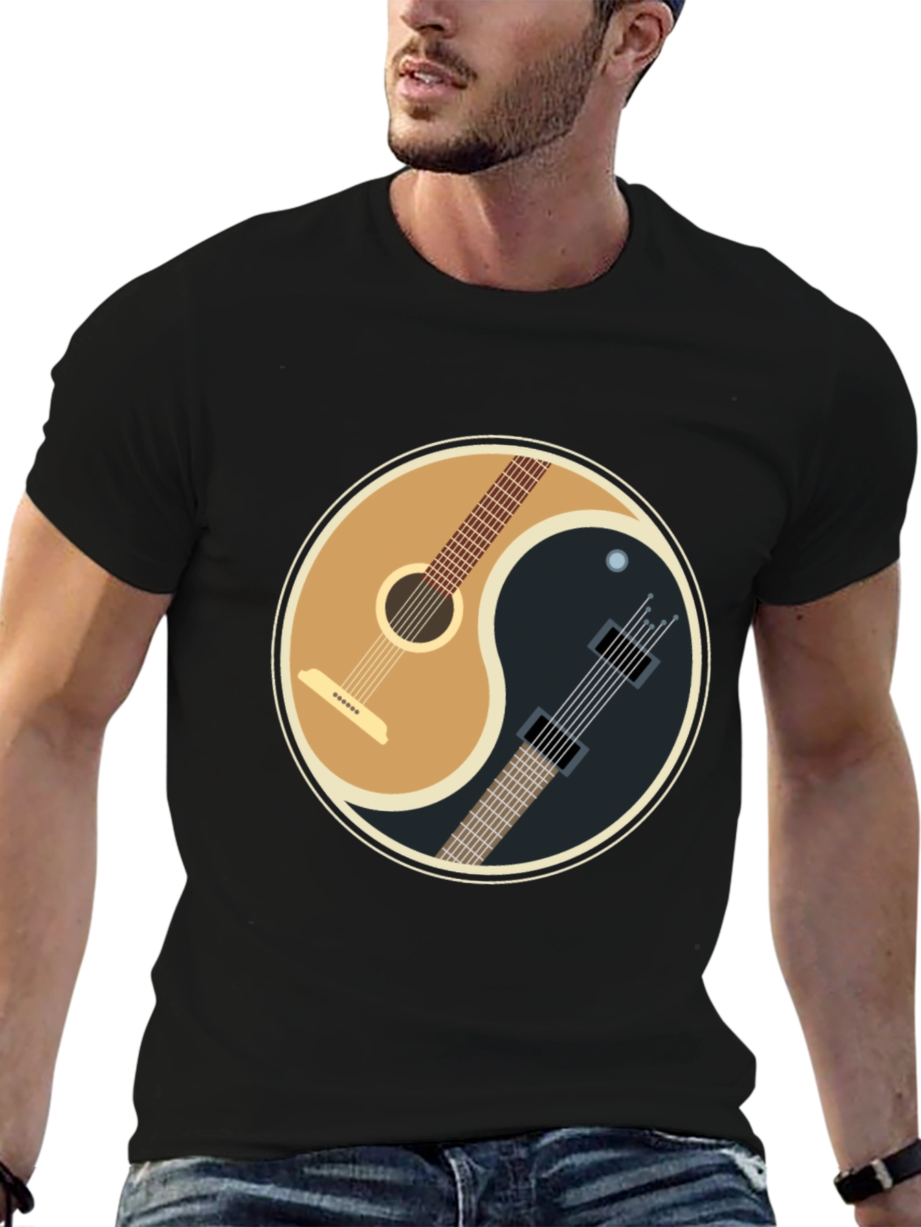 Yin Yang Guitars T-Shirt - Harmony of Acoustic & Electric