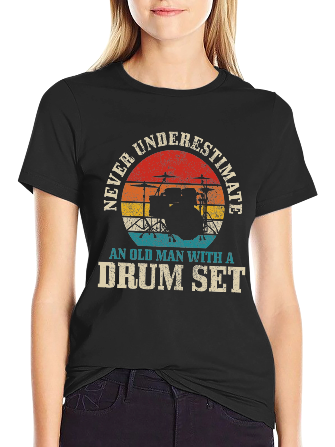 Never Underestimate an Old Man with a Drum Set T-Shirt
