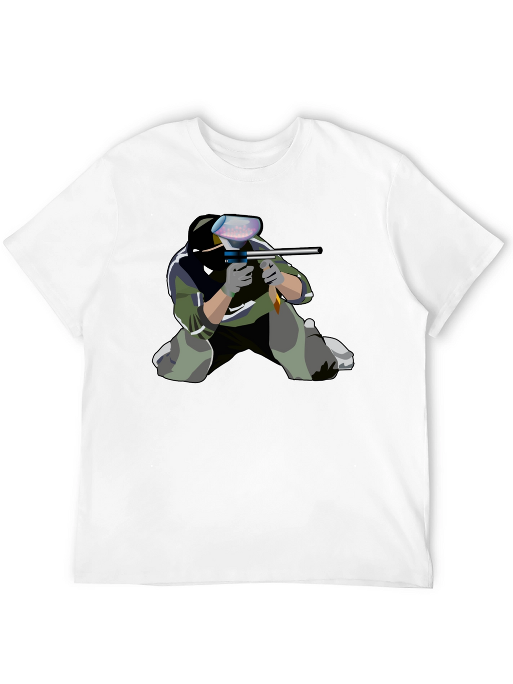 Paintball Player Graphic Tee - Black Cotton Shirt