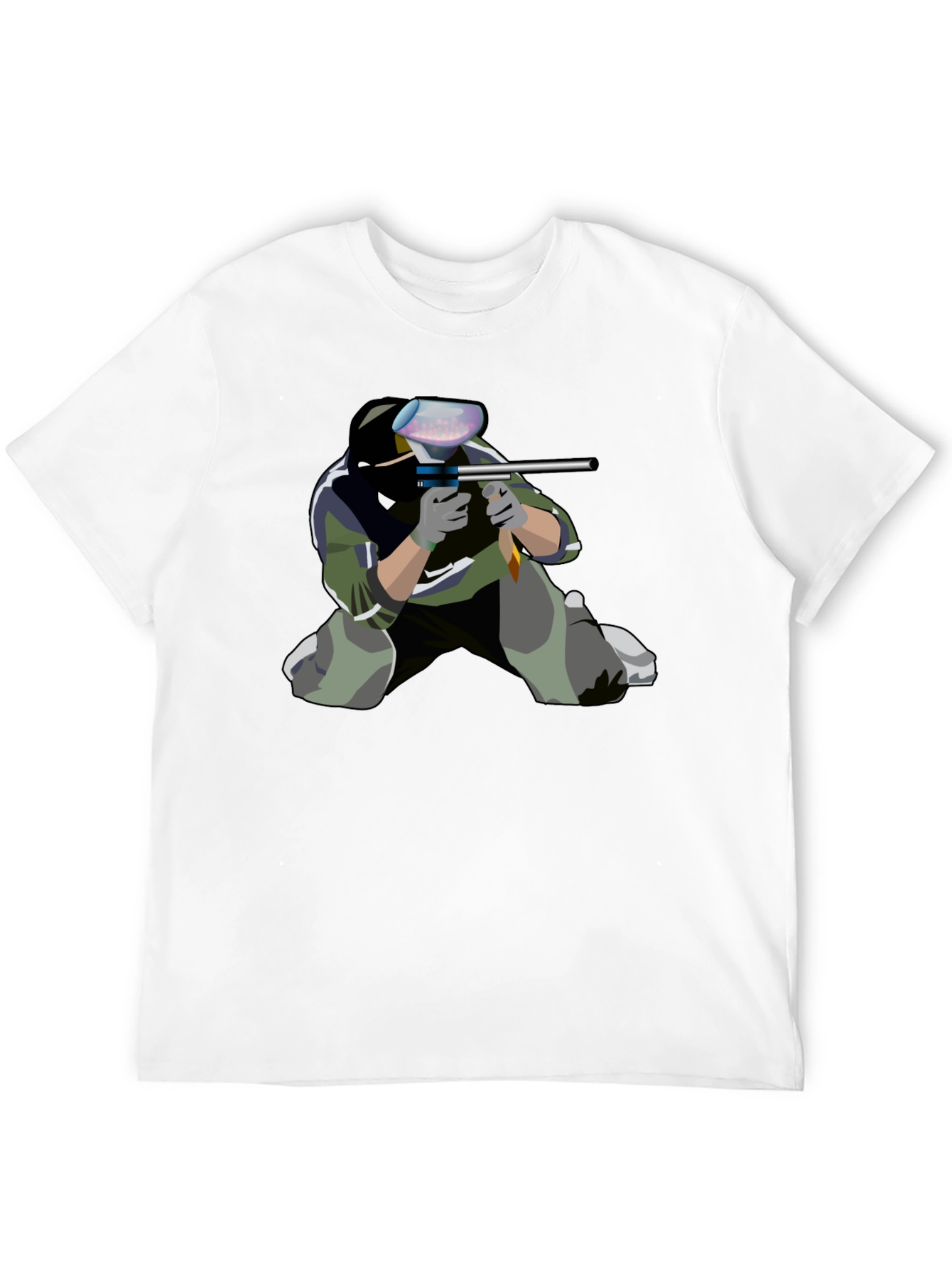 Paintball Player Graphic Tee - Black Cotton Shirt