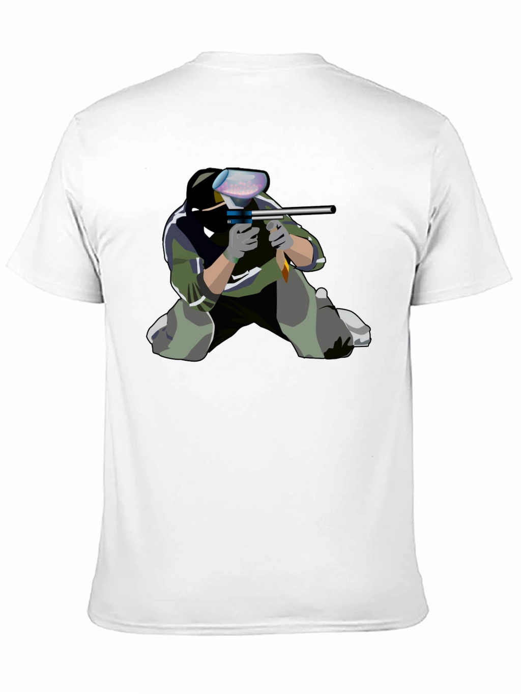 Paintball Player Graphic Tee - Black Cotton Shirt