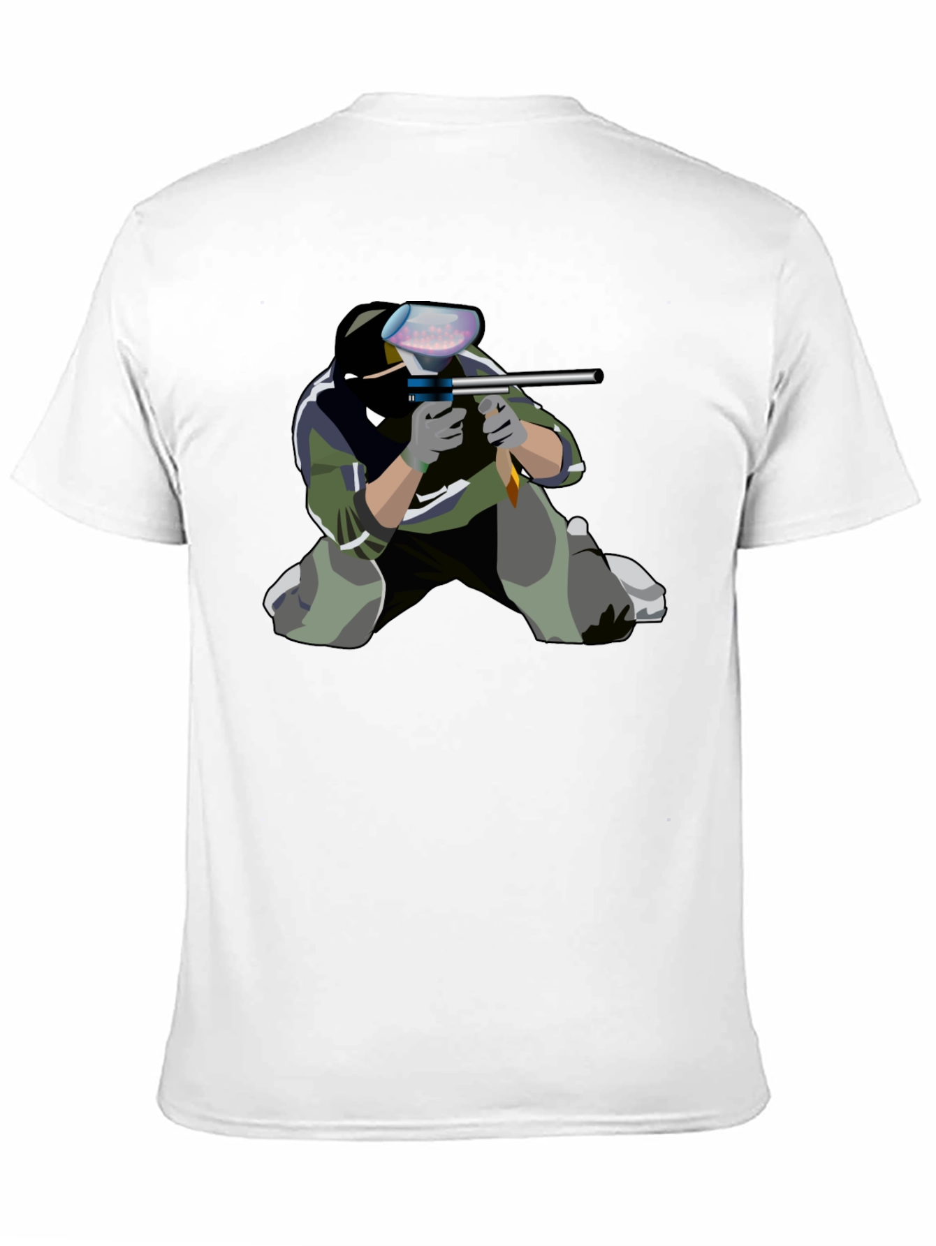 Paintball Player Graphic Tee - Black Cotton Shirt